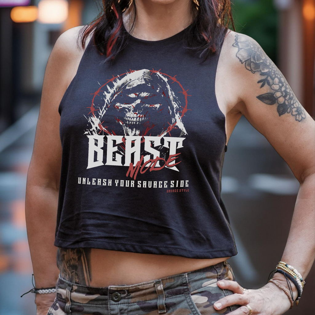 Beast Mode - Savage Style Racerback Cropped Tank 4.2 oz.
