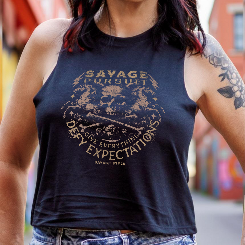 Savage Pursuit - Savage Style Ladies' Racerback Cropped Tank 4.2 oz.
