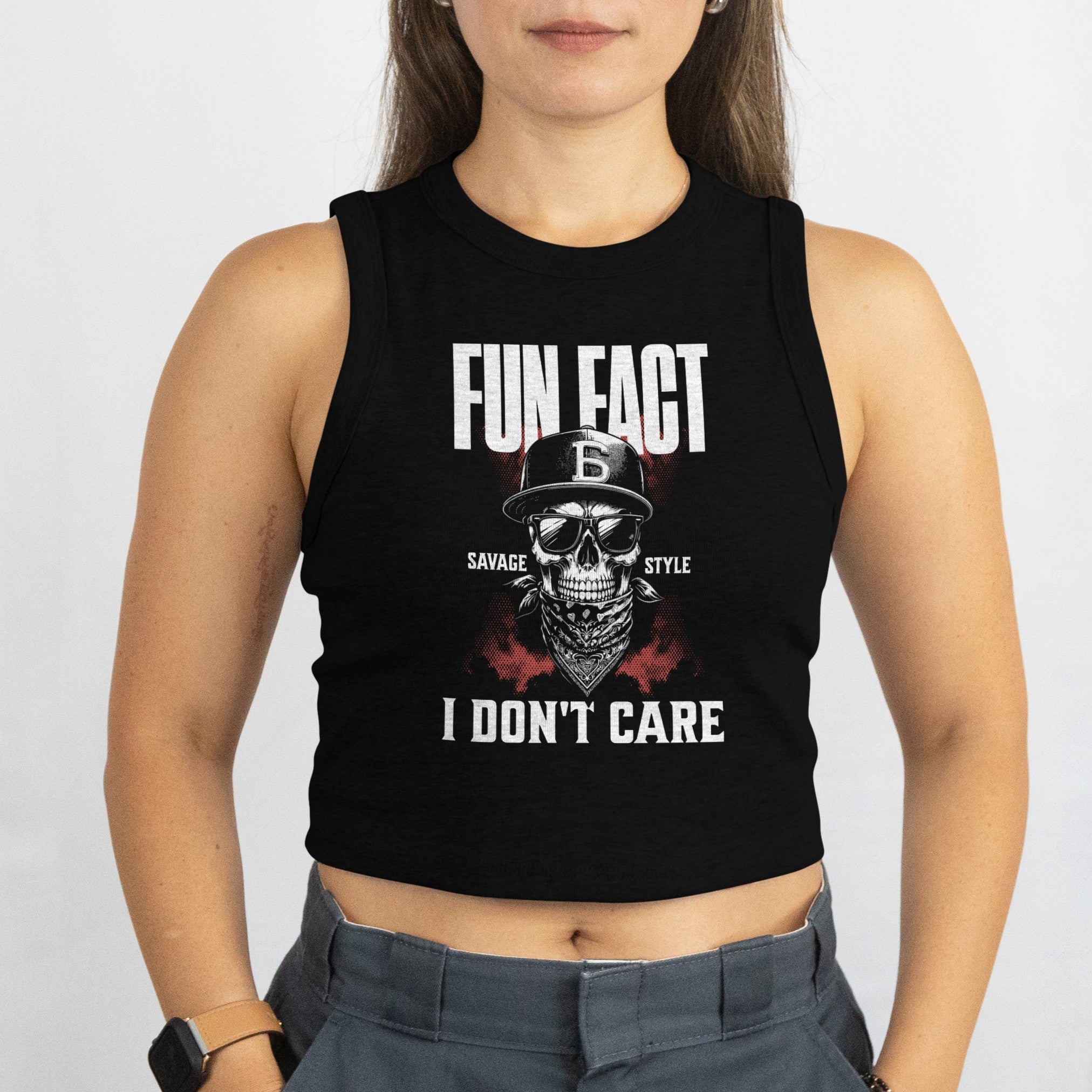 Fun Fact - Savage Style Ladies' Racerback Cropped Tank 4.2 oz.