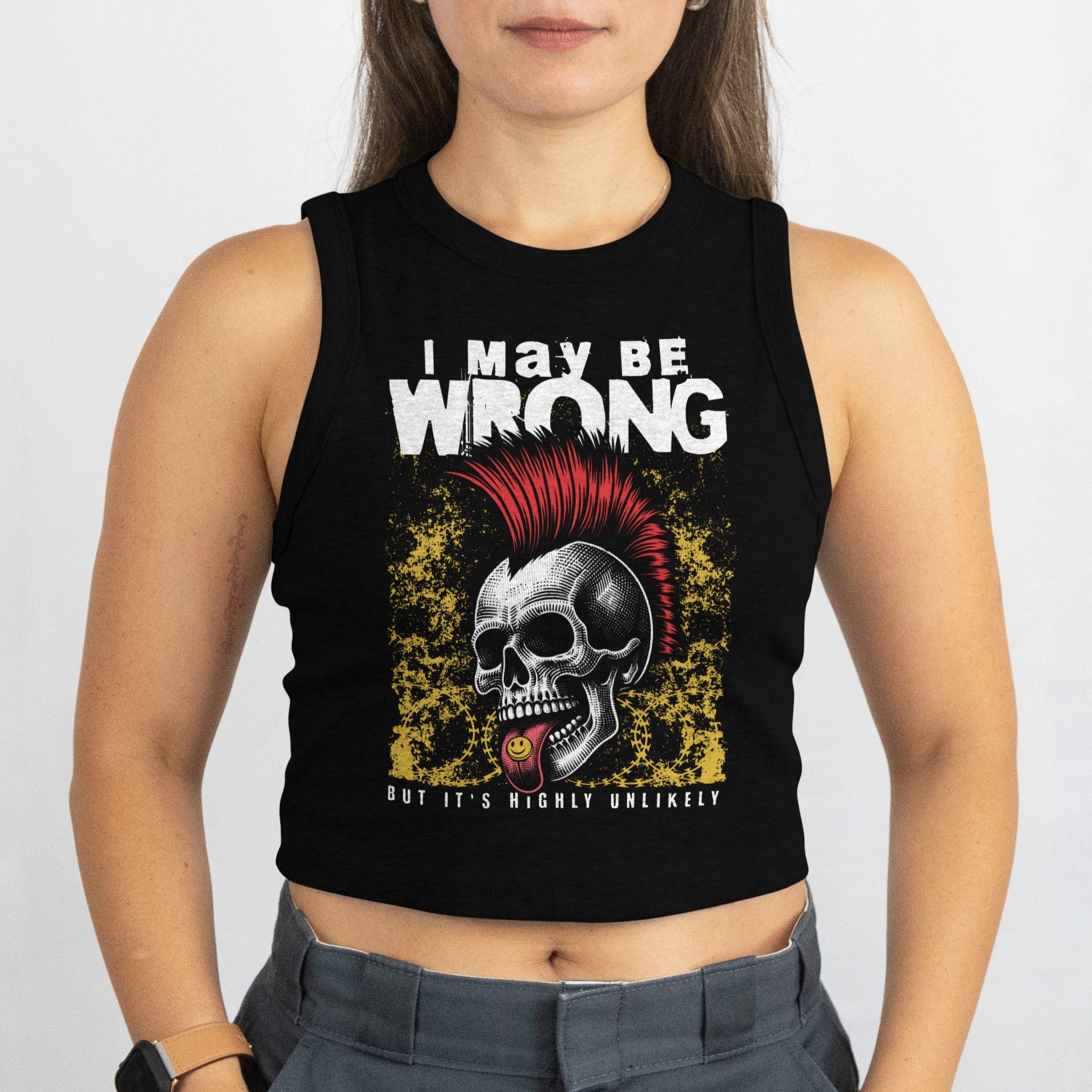 Highly Unlikely - Savage Style Ladies' Racerback Cropped Tank 4.2 oz.