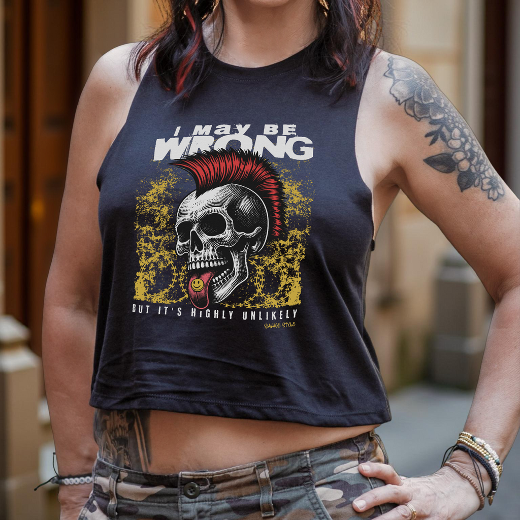 Highly Unlikely - Savage Style Ladies' Racerback Cropped Tank 4.2 oz.