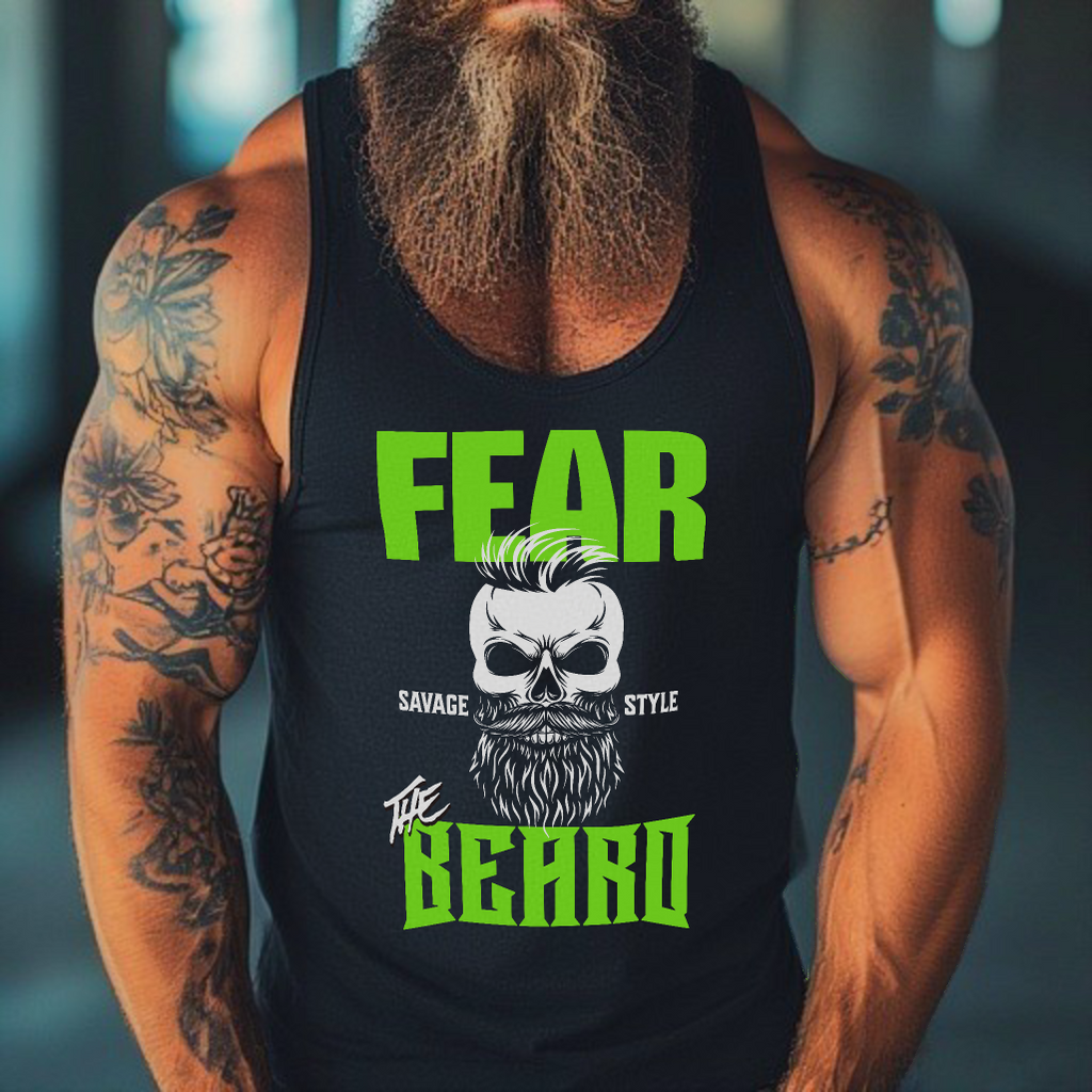 Fear the Beard (Green) - Savage Style Unisex Tank Top 5.3 oz.