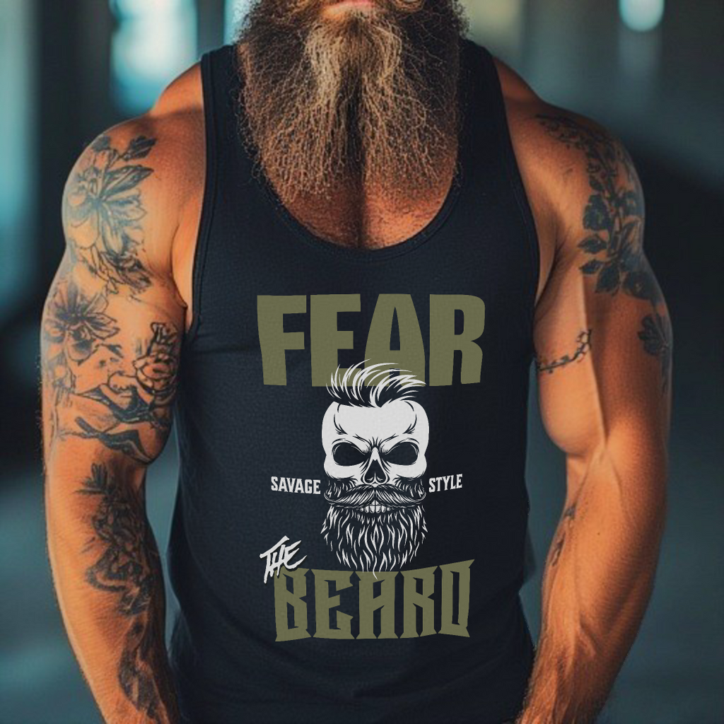 Fear The Beard (Olive) - Savage Style Unisex Tank Top 5.3 oz.