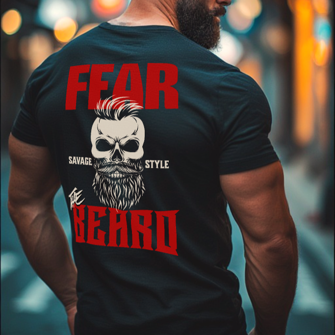 Fear The Beard (Red) - Savage Style  Heavyweight T-Shirt 6.1 oz.
