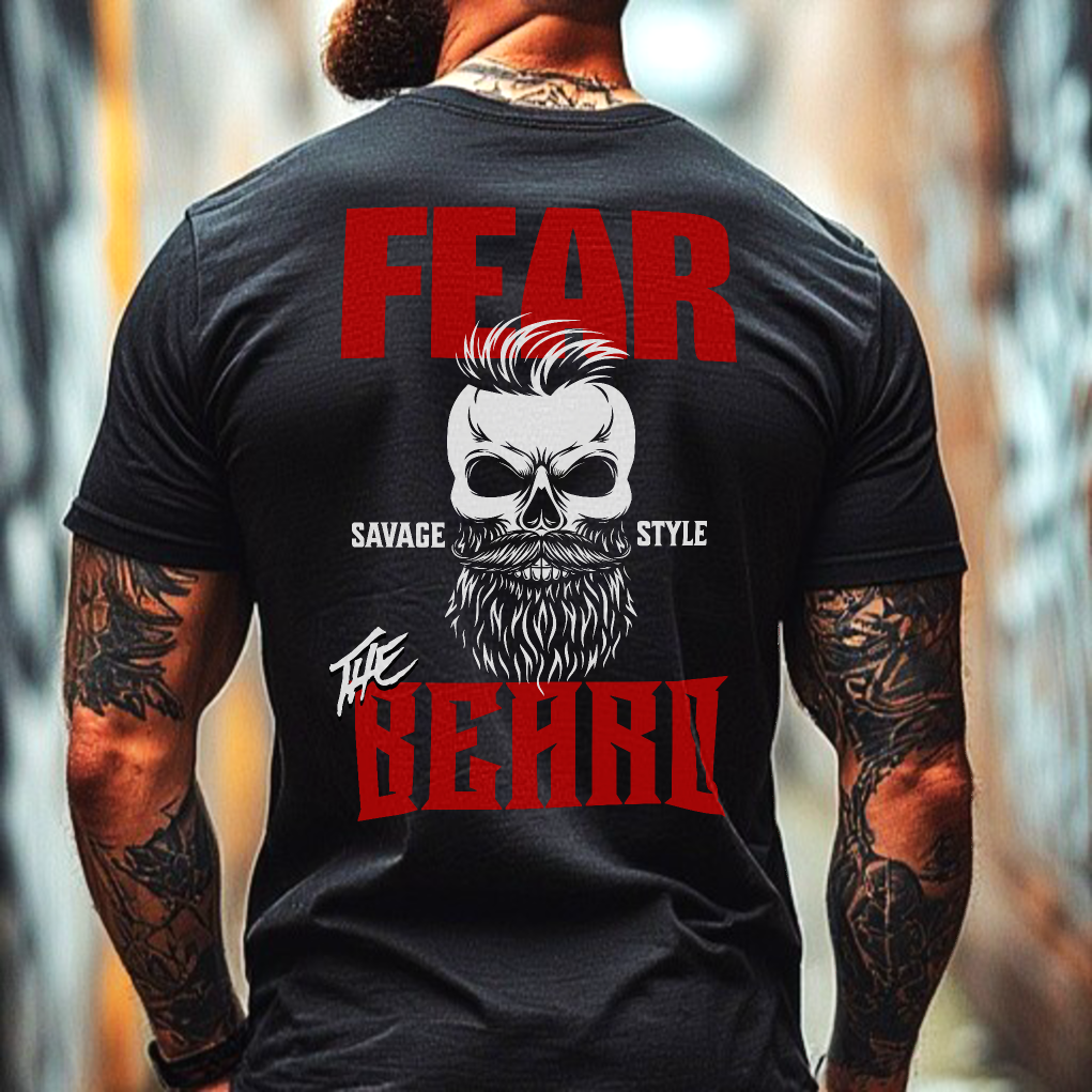 Fear The Beard (Red) - Savage Style  Heavyweight T-Shirt 6.1 oz.