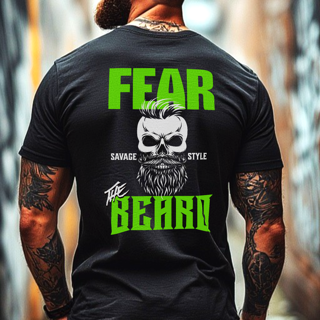 Fear The Beard (Green) - Savage Style  Heavyweight T-Shirt 6.1 oz.